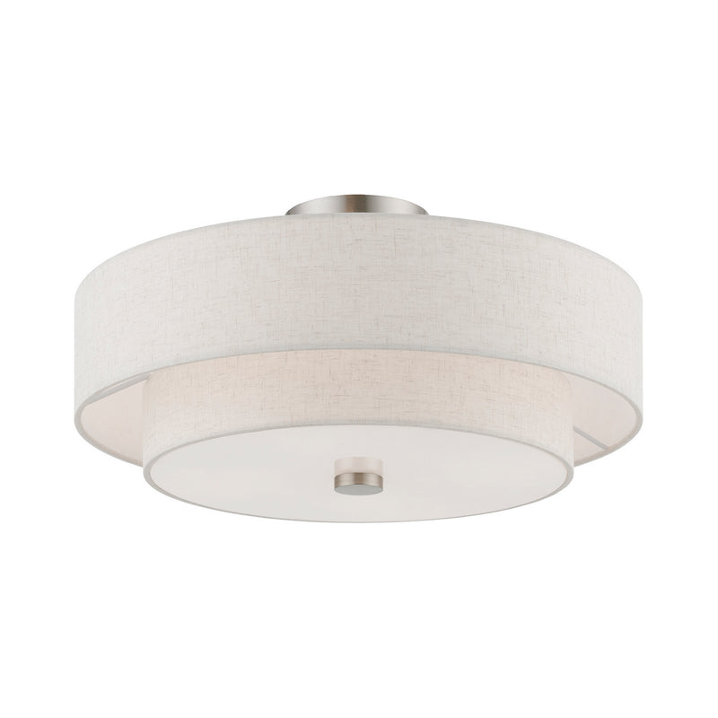 Livex Lighting 51085-91 Four Light Semi-Flush Mount, Brushed Nickel