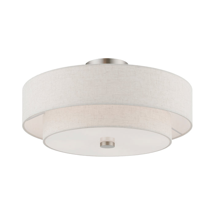 Livex Lighting 51085-91 Four Light Semi-Flush Mount, Brushed Nickel