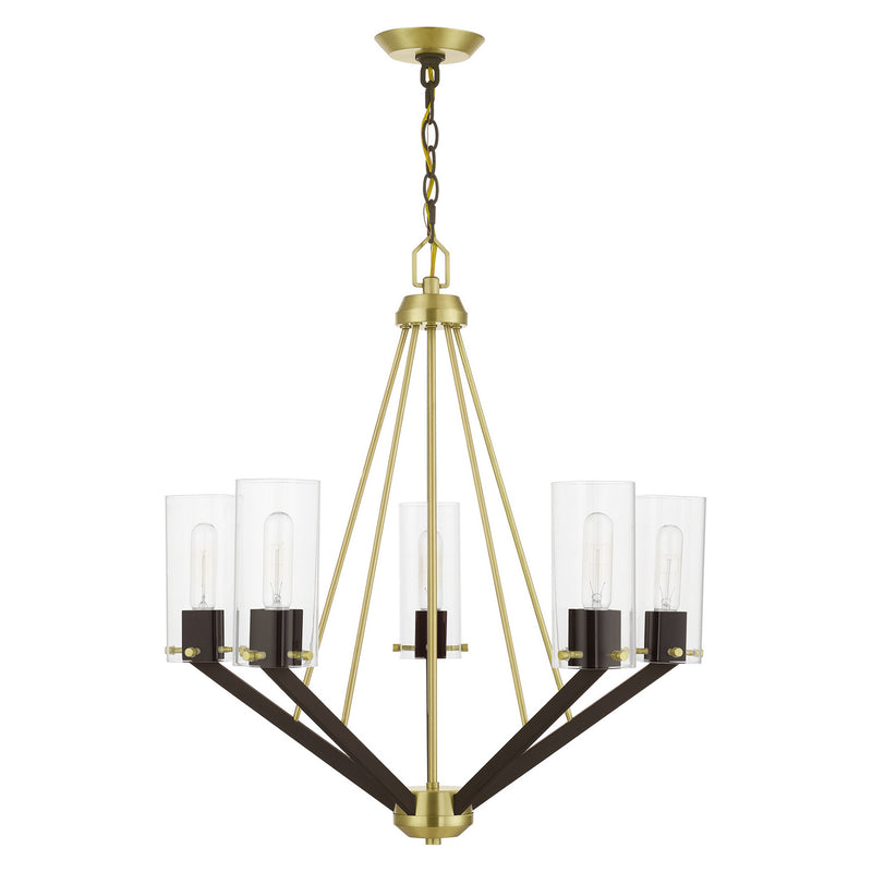Livex Lighting 51165-12 Five Light Chandelier, Satin Brass & Bronze