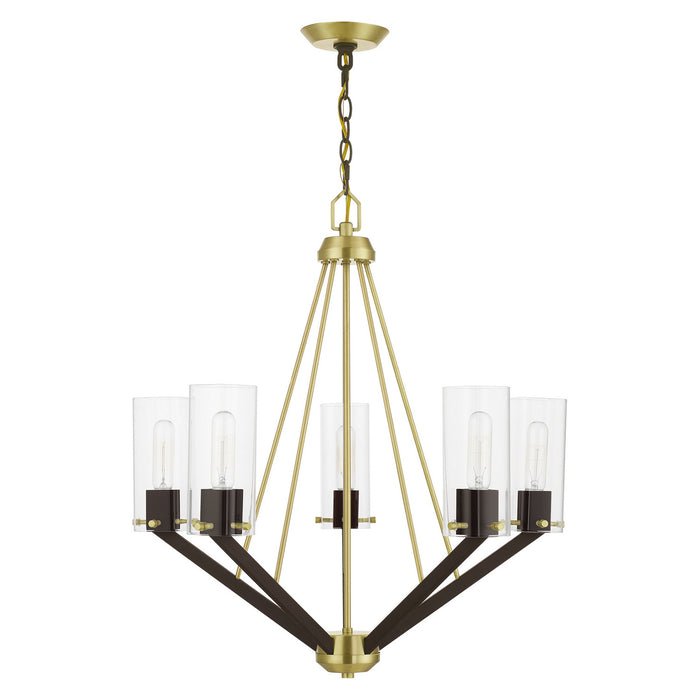 Livex Lighting 51165-12 Five Light Chandelier, Satin Brass & Bronze