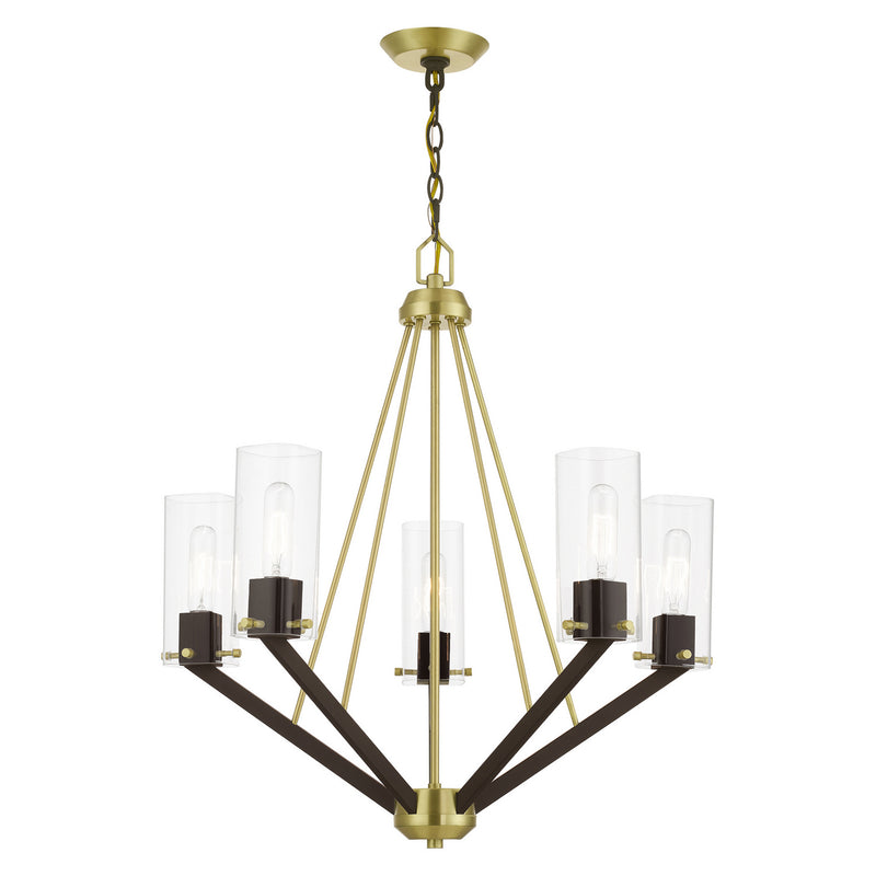 Livex Lighting 51165-12 Five Light Chandelier, Satin Brass & Bronze