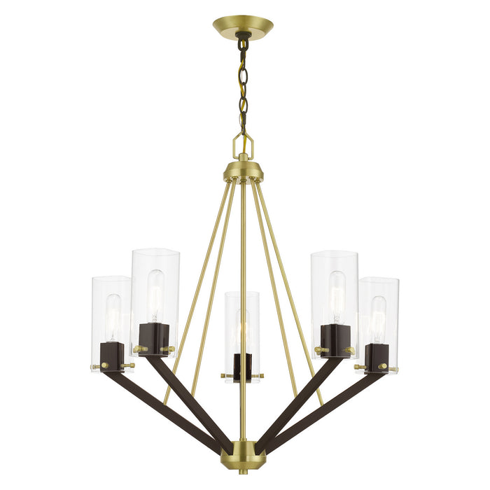 Livex Lighting 51165-12 Five Light Chandelier, Satin Brass & Bronze