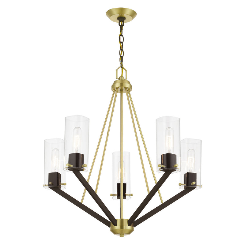 Livex Lighting 51165-12 Five Light Chandelier, Satin Brass & Bronze