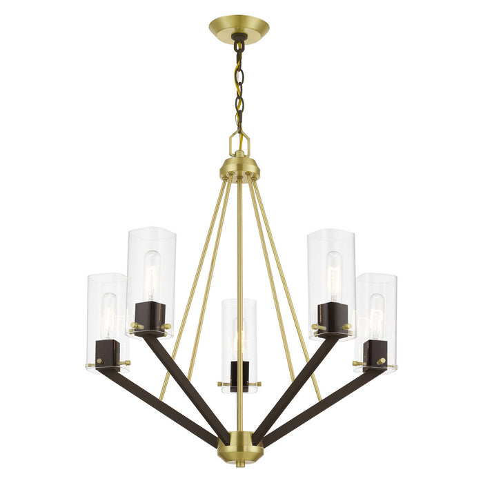Livex Lighting 51165-12 Five Light Chandelier, Satin Brass & Bronze