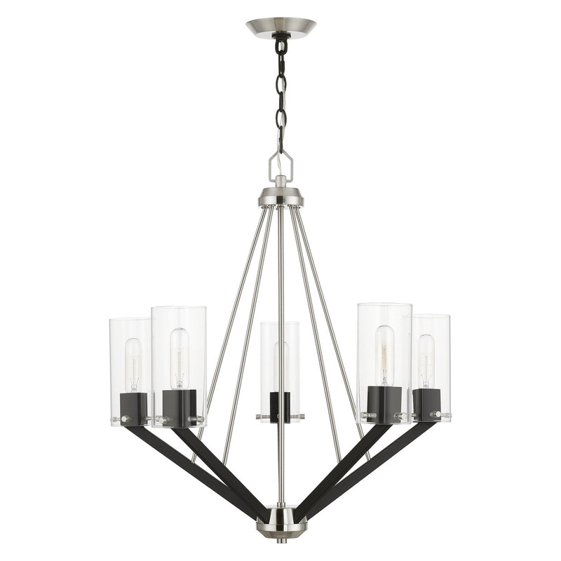 Livex Lighting 51165-91 Five Light Chandelier, Brushed Nickel & Black