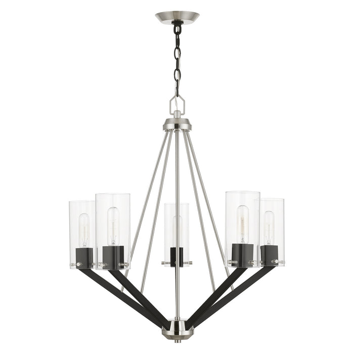 Livex Lighting 51165-91 Five Light Chandelier, Brushed Nickel & Black