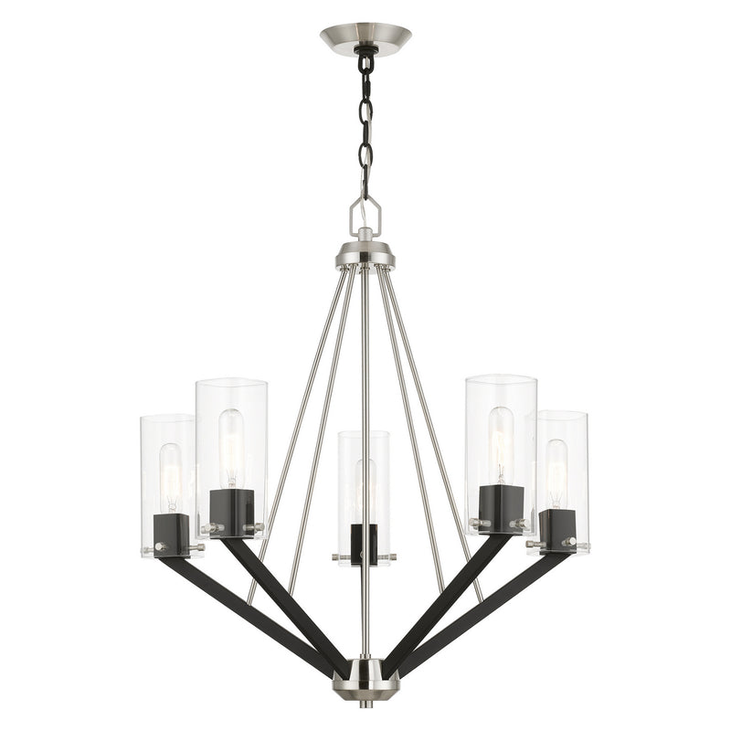 Livex Lighting 51165-91 Five Light Chandelier, Brushed Nickel & Black