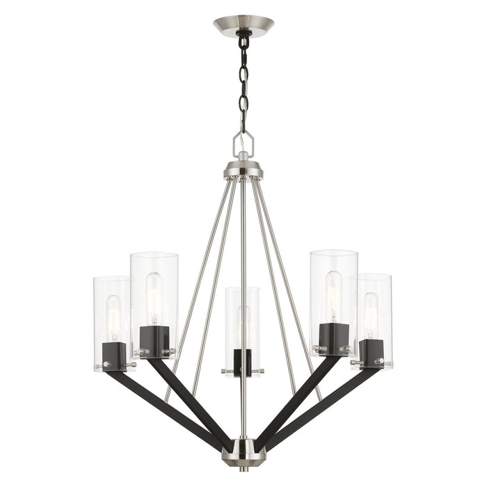 Livex Lighting 51165-91 Five Light Chandelier, Brushed Nickel & Black