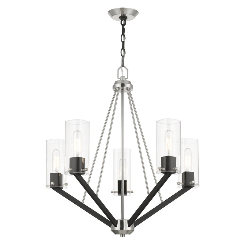 Livex Lighting 51165-91 Five Light Chandelier, Brushed Nickel & Black