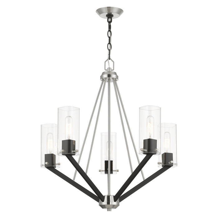 Livex Lighting 51165-91 Five Light Chandelier, Brushed Nickel & Black