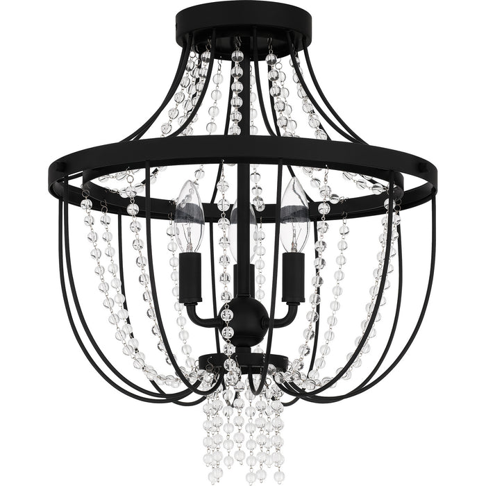 Quoizel ADL1716MBK Three Light Semi Flush Mount, Matte Black
