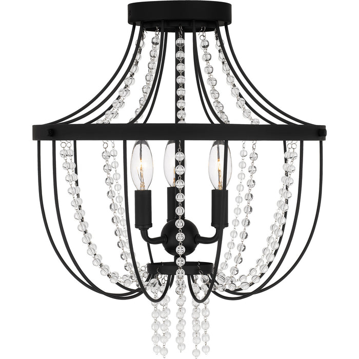 Quoizel ADL1716MBK Three Light Semi Flush Mount, Matte Black