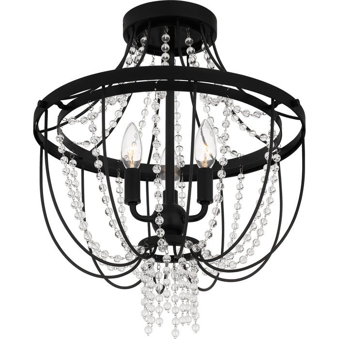 Quoizel ADL1716MBK Three Light Semi Flush Mount, Matte Black