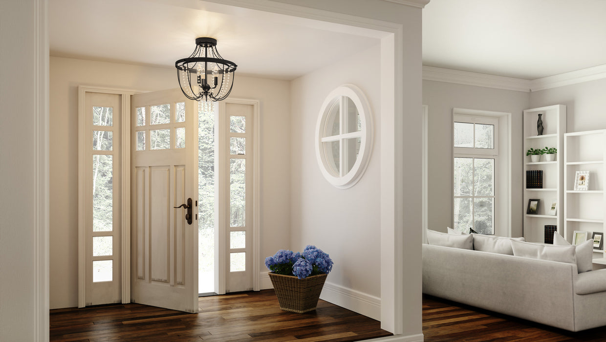 Quoizel ADL1716MBK Three Light Semi Flush Mount, Matte Black