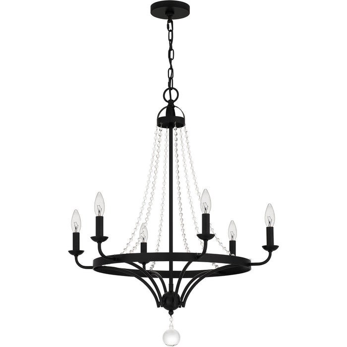 Quoizel ADL5026MBK Six Light Chandelier, Matte Black