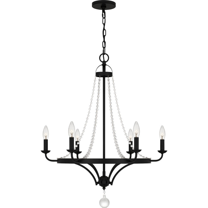Quoizel ADL5026MBK Six Light Chandelier, Matte Black