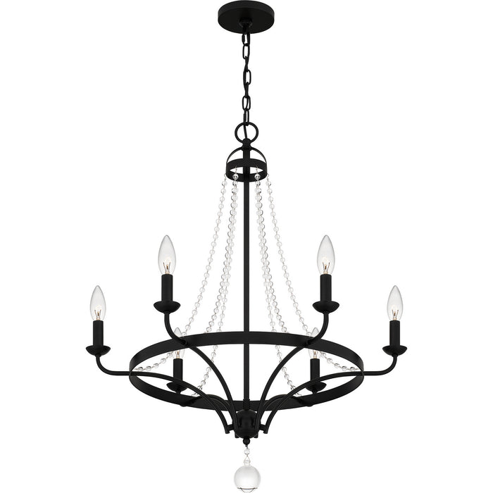 Quoizel ADL5026MBK Six Light Chandelier, Matte Black
