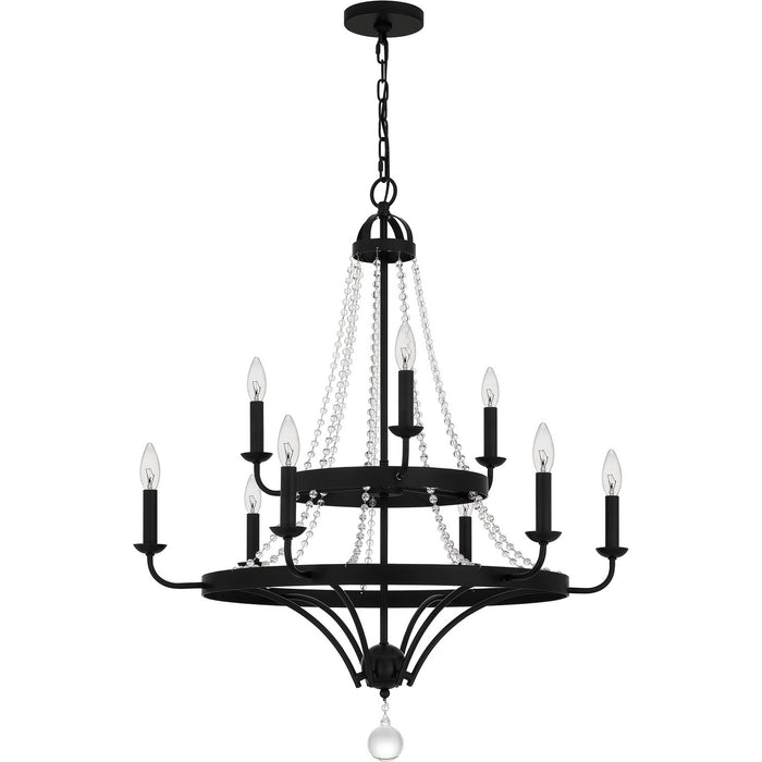Quoizel ADL5030MBK Nine Light Chandelier, Matte Black