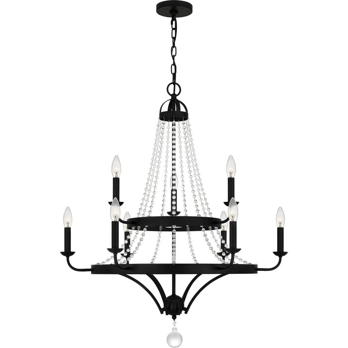 Quoizel ADL5030MBK Nine Light Chandelier, Matte Black