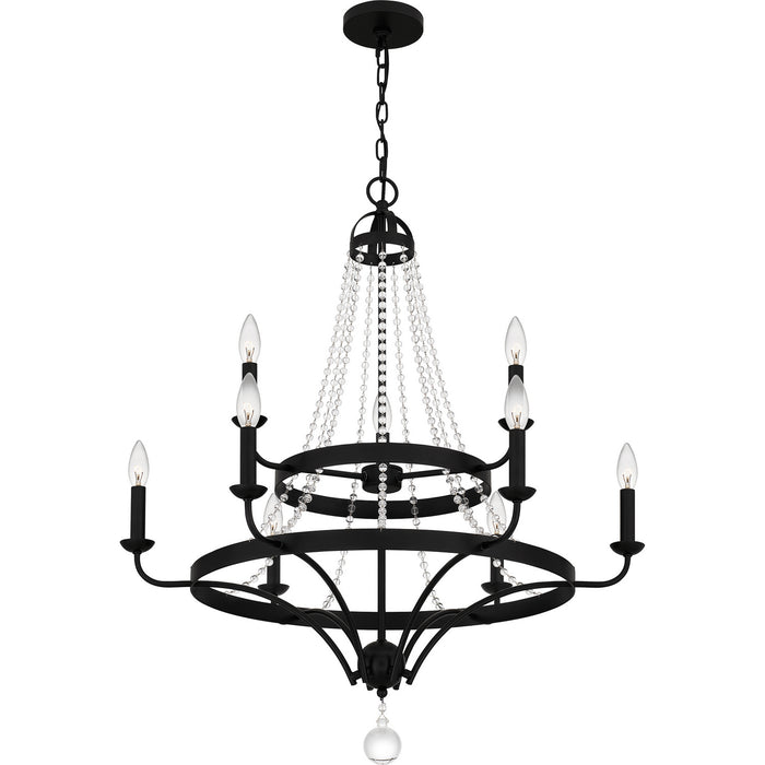 Quoizel ADL5030MBK Nine Light Chandelier, Matte Black