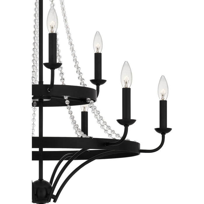 Quoizel ADL5030MBK Nine Light Chandelier, Matte Black