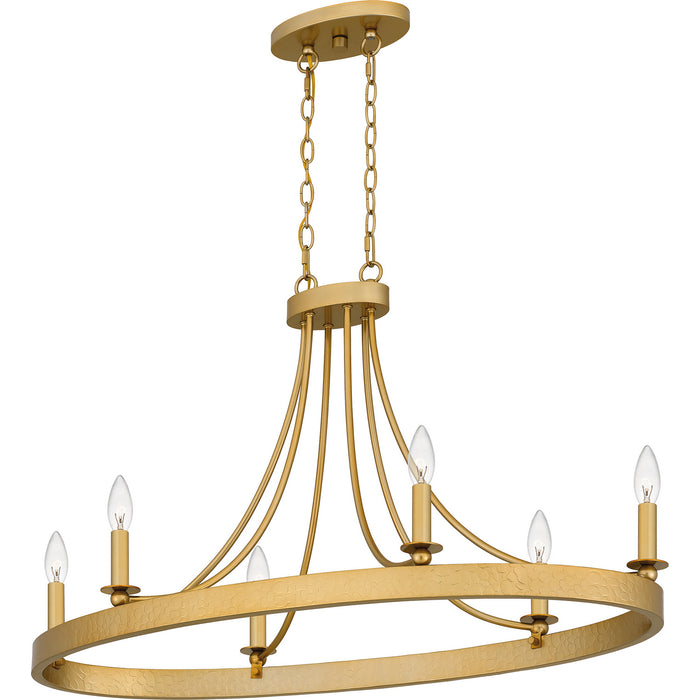 Quoizel APN636LG Six Light Island Chandelier, Light Gold