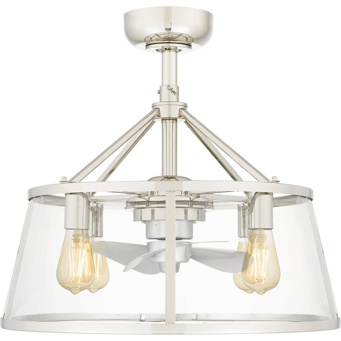 Quoizel BAW3122PK Four Light Fandelier, Polished Nickel