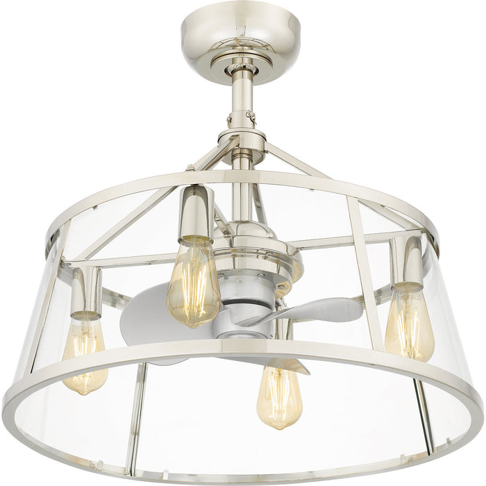 Quoizel BAW3122PK Four Light Fandelier, Polished Nickel