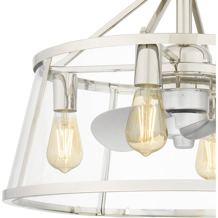 Quoizel BAW3122PK Four Light Fandelier, Polished Nickel