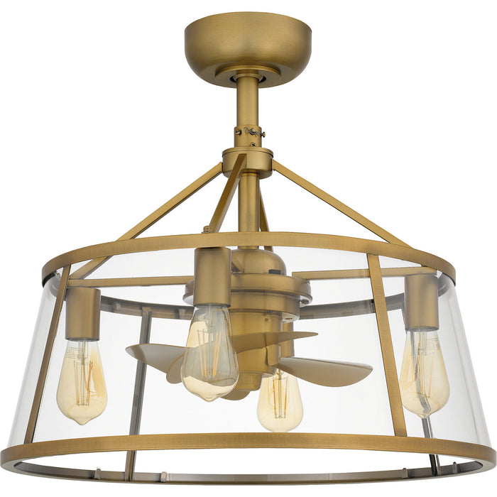 Quoizel BAW3122WS Four Light Fandelier, Weathered Brass