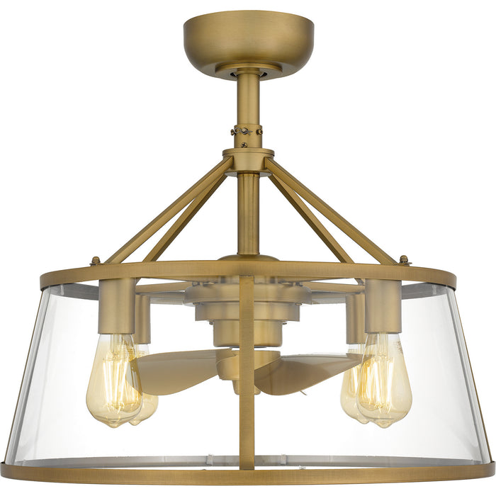 Quoizel BAW3122WS Four Light Fandelier, Weathered Brass