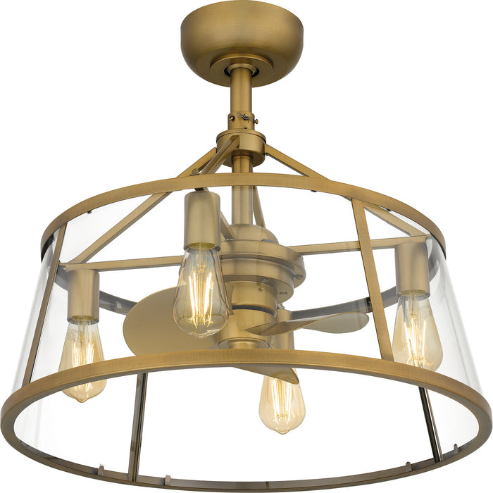 Quoizel BAW3122WS Four Light Fandelier, Weathered Brass