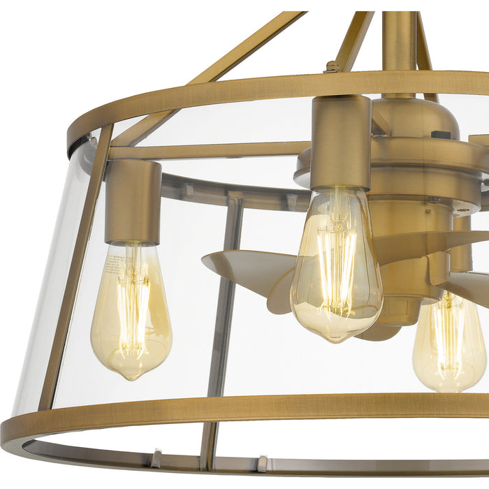 Quoizel BAW3122WS Four Light Fandelier, Weathered Brass