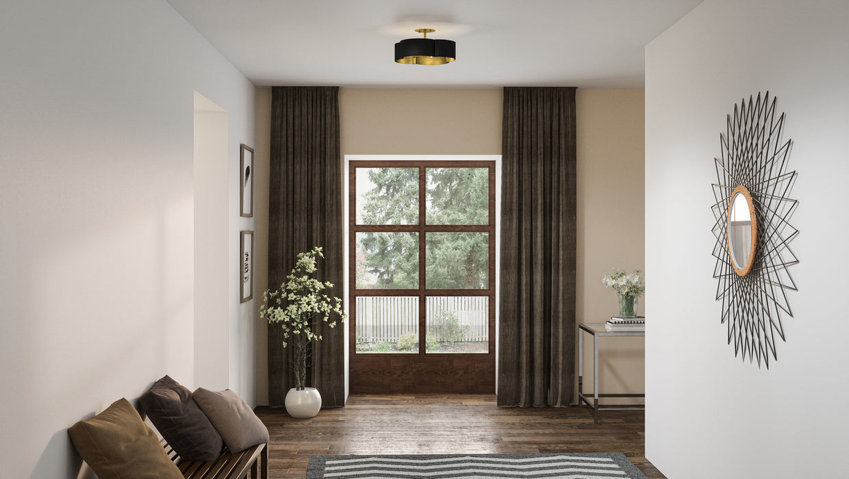 Quoizel BSM1714MBK Four Light Semi-Flush Mount, Matte Black