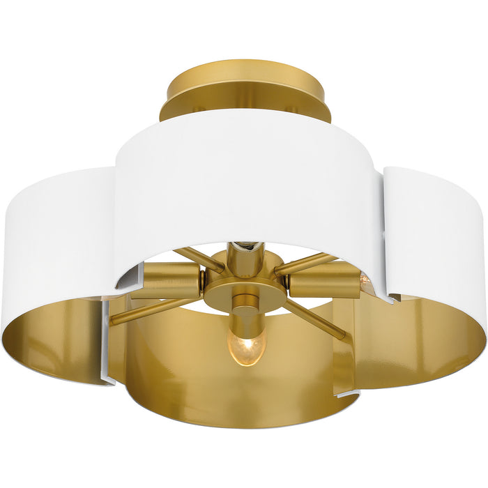 Quoizel BSM1714W Four Light Semi-Flush Mount, Matte White