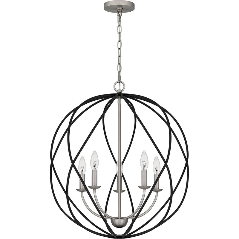 Quoizel BYN2824AN Five Light Pendant, Antique Nickel
