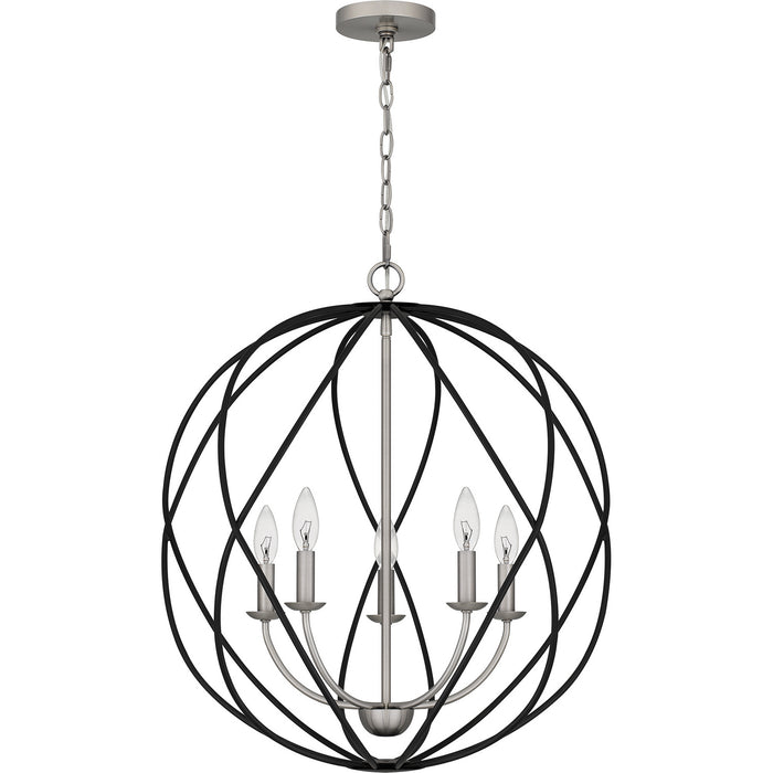 Quoizel BYN2824AN Five Light Pendant, Antique Nickel
