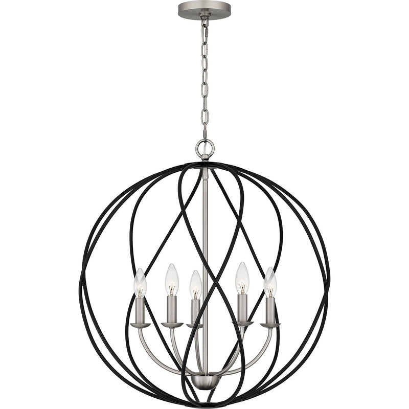 Quoizel BYN2824AN Five Light Pendant, Antique Nickel