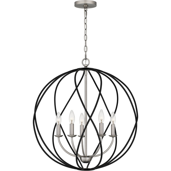 Quoizel BYN2824AN Five Light Pendant, Antique Nickel
