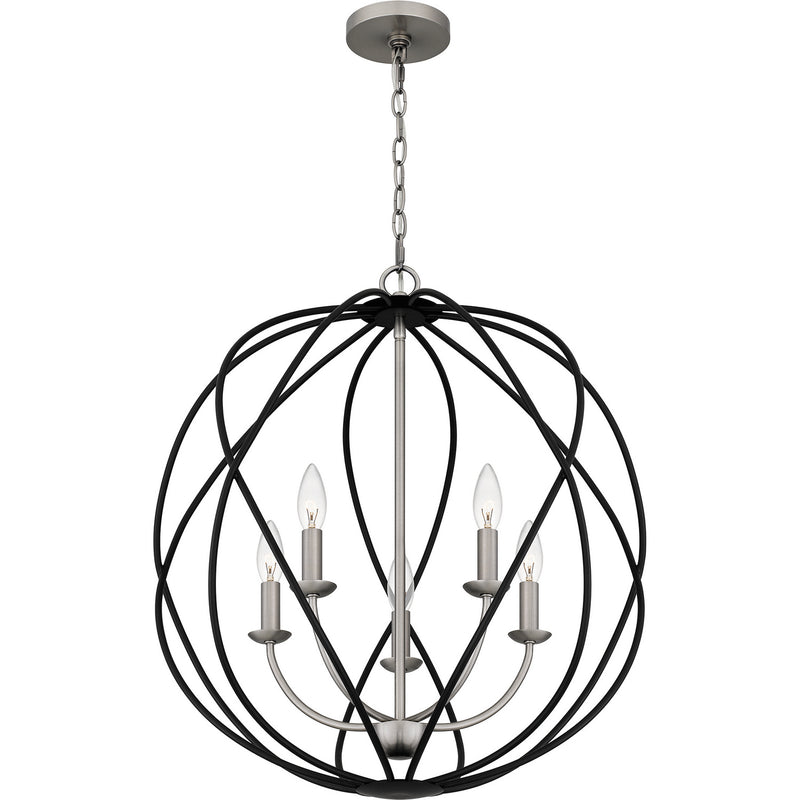 Quoizel BYN2824AN Five Light Pendant, Antique Nickel