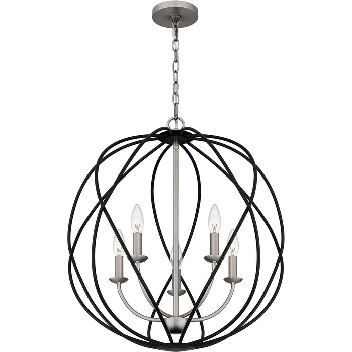 Quoizel BYN2824AN Five Light Pendant, Antique Nickel