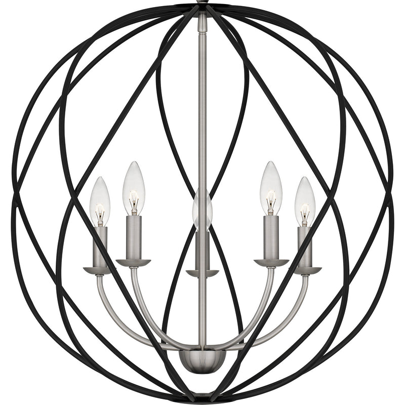 Quoizel BYN2824AN Five Light Pendant, Antique Nickel