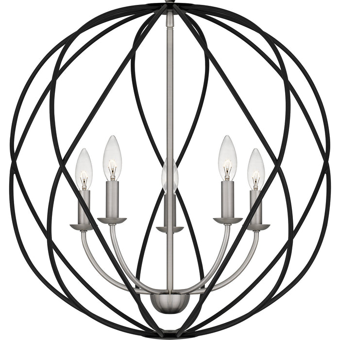 Quoizel BYN2824AN Five Light Pendant, Antique Nickel