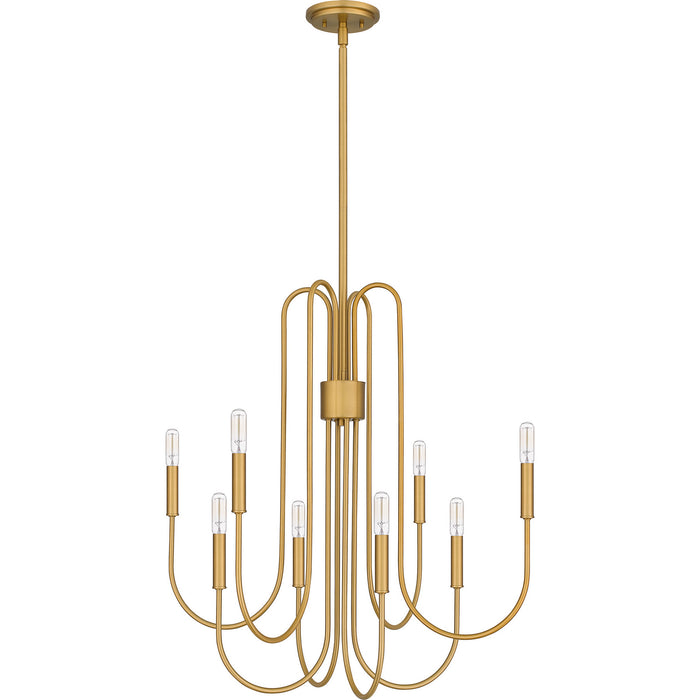 Quoizel CBR5028BWS Eight Light Chandelier, Brushed Weathered Brass