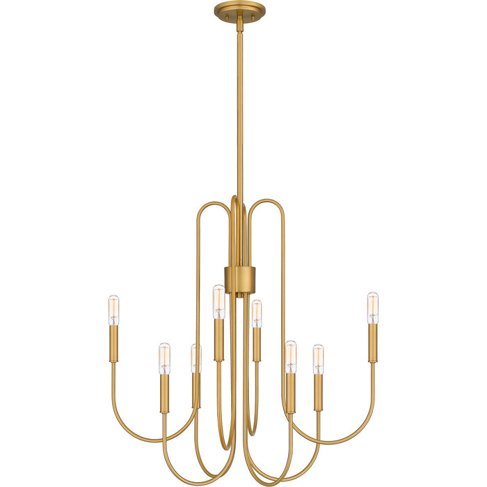 Quoizel CBR5028BWS Eight Light Chandelier, Brushed Weathered Brass