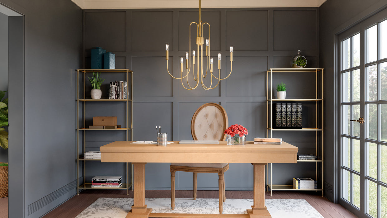 Quoizel CBR5028BWS Eight Light Chandelier, Brushed Weathered Brass