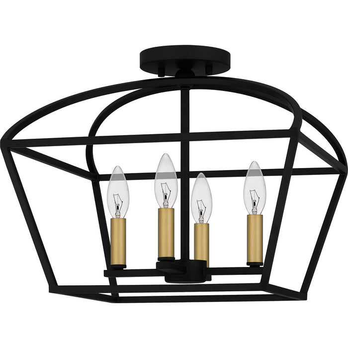 Quoizel COB1716MBK Four Light Semi-Flush Mount, Matte Black