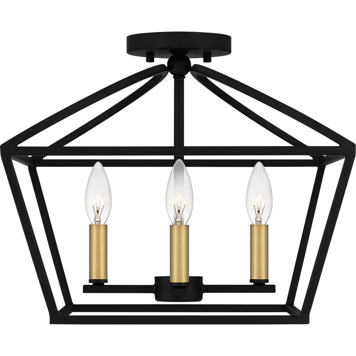 Quoizel COB1716MBK Four Light Semi-Flush Mount, Matte Black
