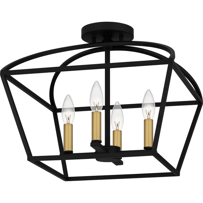 Quoizel COB1716MBK Four Light Semi-Flush Mount, Matte Black