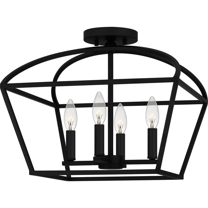 Quoizel COB1716MBK Four Light Semi-Flush Mount, Matte Black